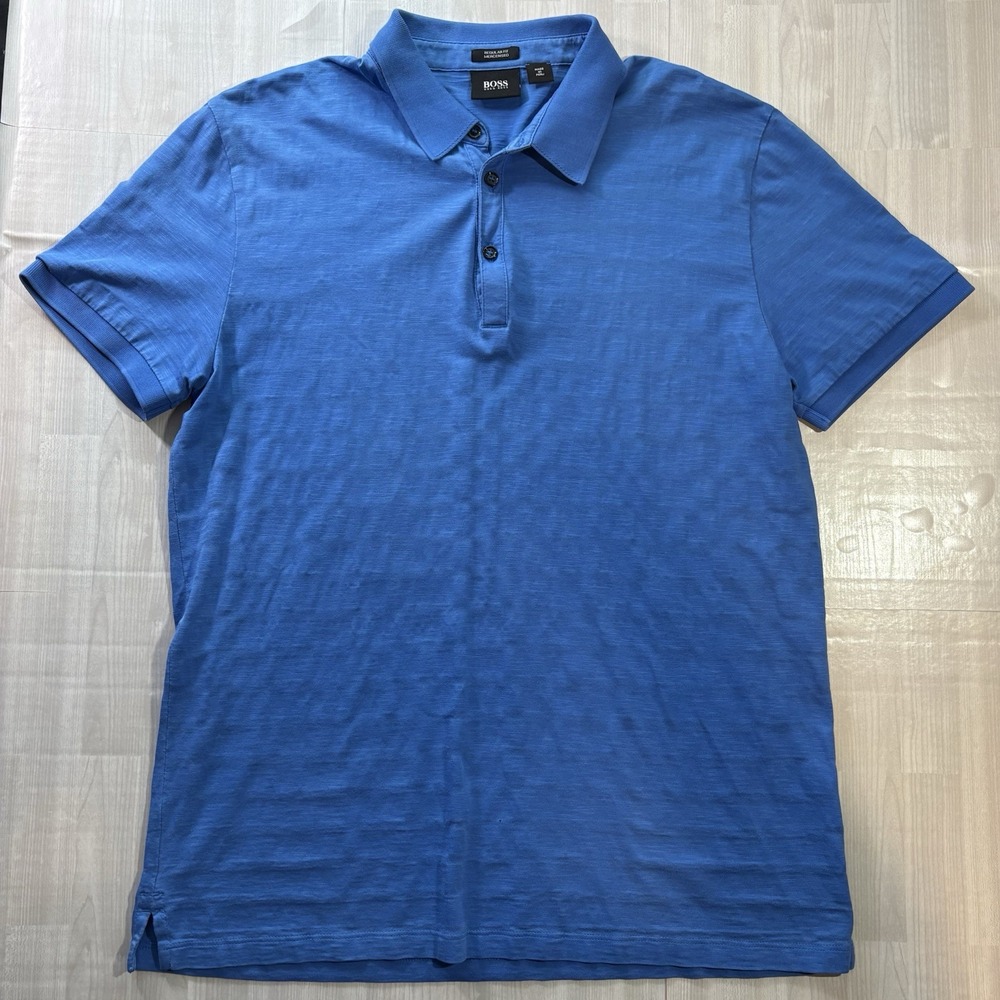 HUGO BOSS Regular Fit Polo Shirt Blue Men's Size Large Blue